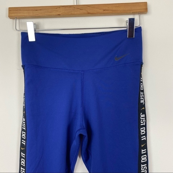 NIKE One Icon Clash Cuff 7/8 Tights Leggings Blue Size Small Running Workout - Picture 3 of 9